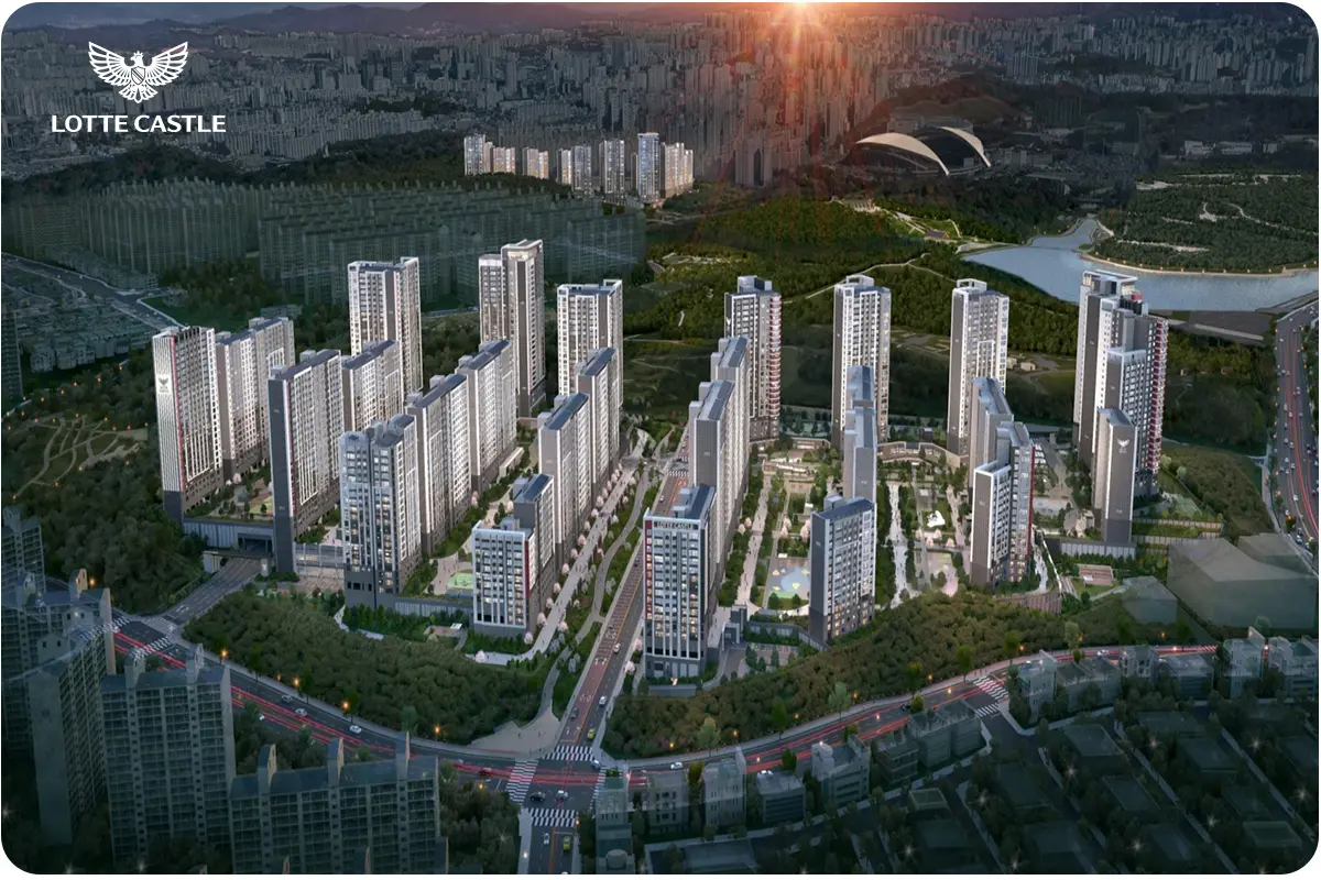 아파트 단지 드론촬영 일러스트